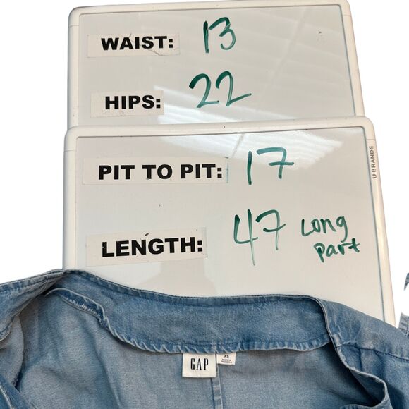 Gap Chambray Denim Side Button Wrap Dress Midi Women's Size XS - Picture 7 of 8